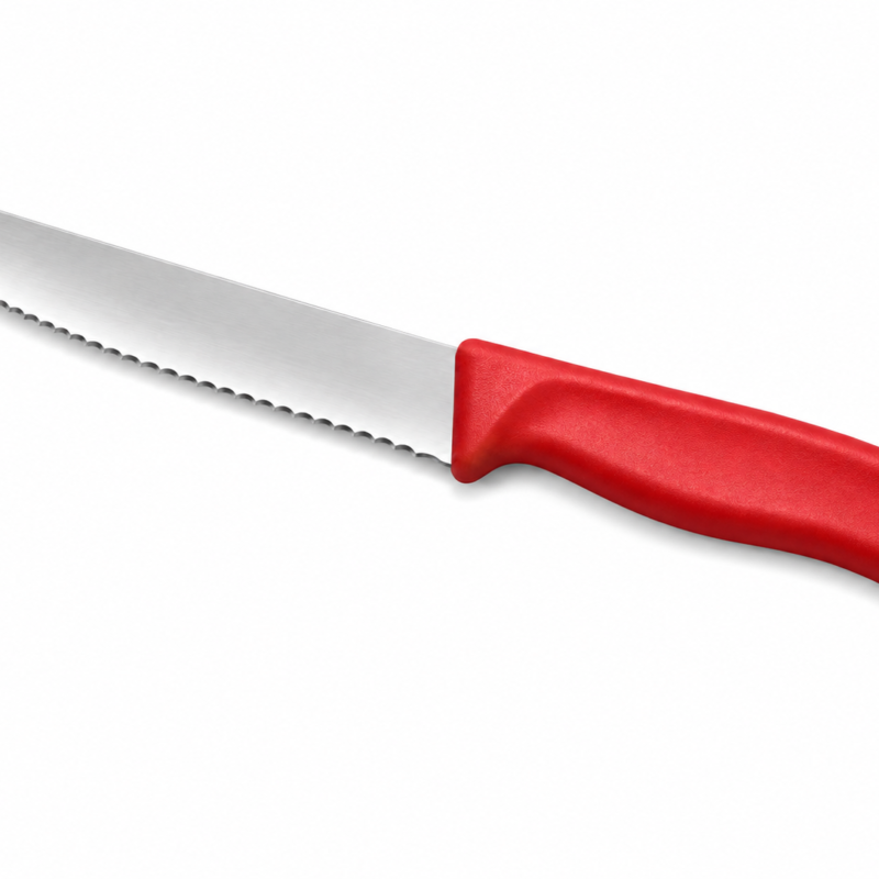 Cuchillo serrucho Victorinox de 11 cm. Disponible en color rojo. Ideal para uso gastronómico y tareas diarias de cocina.